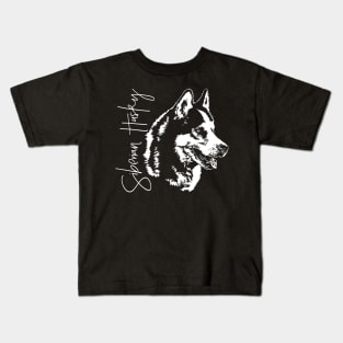 Funny Proud Siberian Husky dog portrait sled dog mom Kids T-Shirt